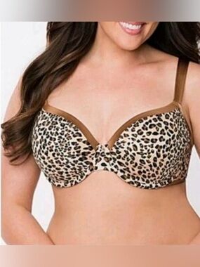 Cacique Leopard Print Underwire Bra in Tan and Black